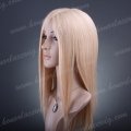 F17-18SST#22 18 Inches Silk Straight Chinese Remy Hair PU Full Lace Wig