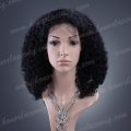 F19-18JC#1 18 Inches Jerry Curl Black Chinese Human Hair PU Around Full Lace Wig