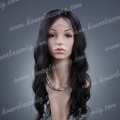 F44-22LYK+BCL1B 22 Inches Loose Yaki Big Curl 1B Malaysian Virgin Hair Full Lace Wig