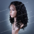 S61-16DW#1DZ 16 inches #1 Color Silk top Indian Remy hair Deep wave full lace wig