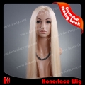 F692-28#60SST 28 inches super long silk straight blonde full lace wig