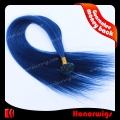 HX11-16#BLSTV 16 inches Silk Straight blue color V-tip Human hair Extension 