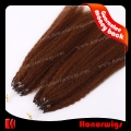 HX8-18#6KST 18 inches Kinky Straight #6 color Indian Human hair Extension 