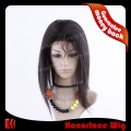 S735-14#1BSST  14 inches short black silk straight full lace wig